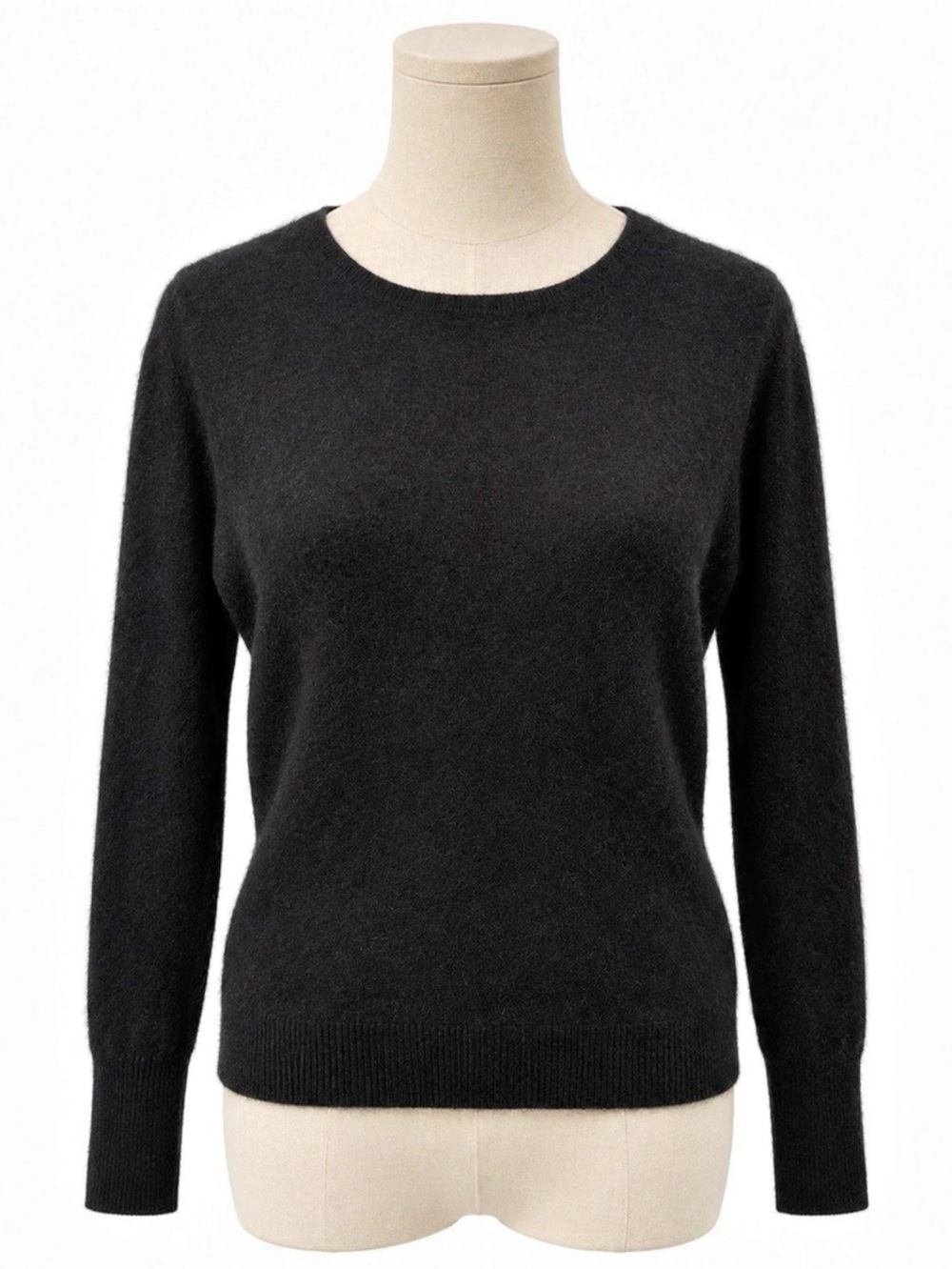 Tahari 100% 2-Ply Cashmere Black Crewneck Sweater L